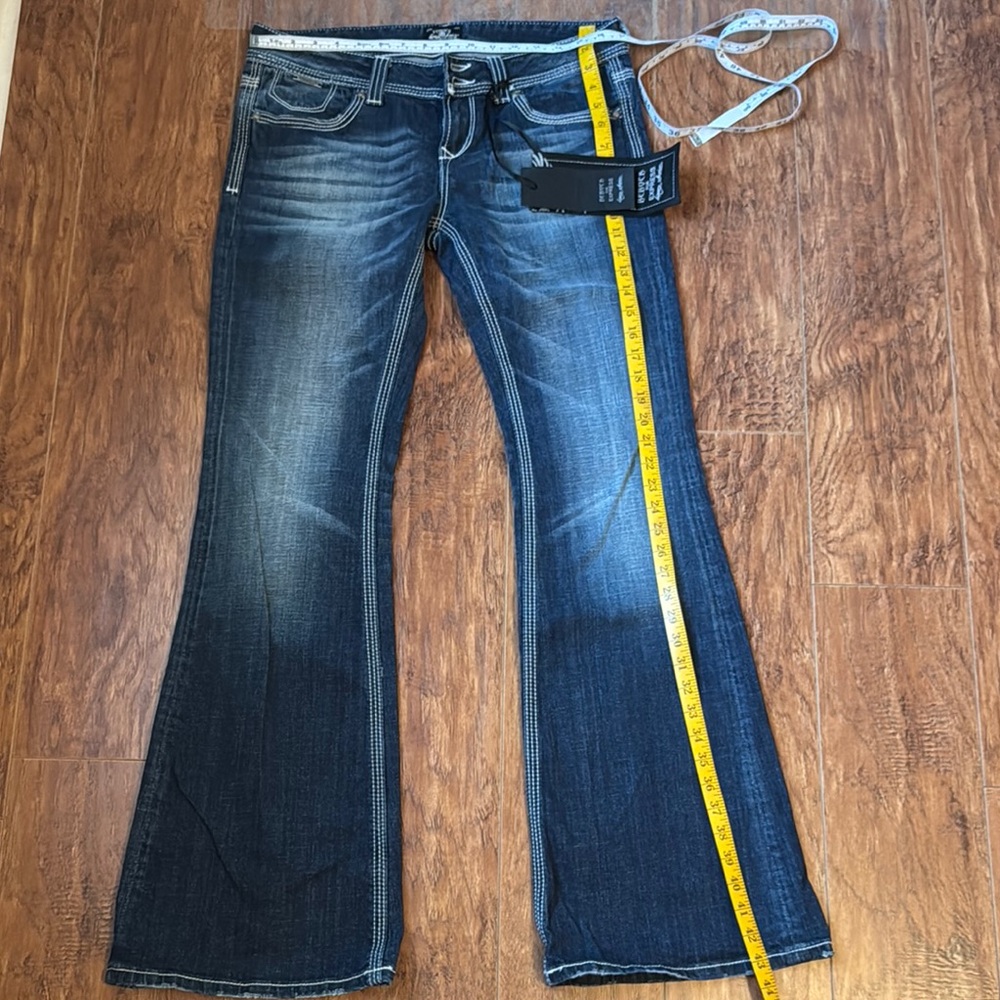 Bebock for Express Flare size US 10, EUR 30, Blue Flare Wide Leg Jeans - Picture 4 of 5